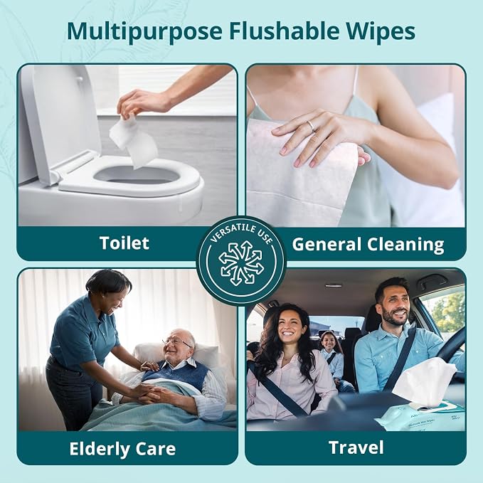 WhyWorry Flushable Wipes for Adults, Extra Large 8"x10" Butt Wipes for Personal - Image 6