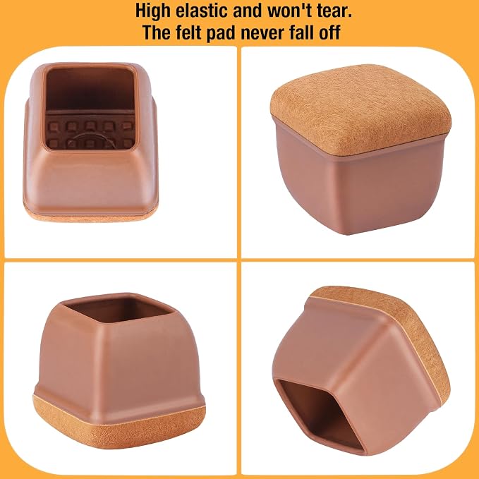16 Pcs Chair Leg Floor Protectors Square, Silicone Chair Leg Protectors - Image 6
