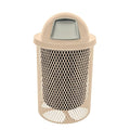 COATEDOUTDOORFURNITURE RDT-TAN Heavy Duty 32 Gallon Round Trash Receptacle, Liner Included, Tan with Dome Lid, Made in America