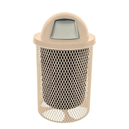 COATEDOUTDOORFURNITURE RDT-TAN Heavy Duty 32 Gallon Round Trash Receptacle by CoatedOutdoorFurniture