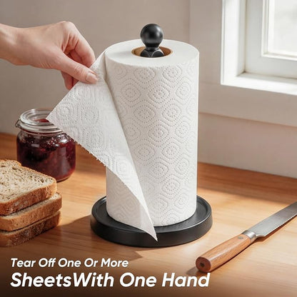 theaoo Paper Towel Holder Countertop, One-Handed Tear Paper Towel Stand - Image 2