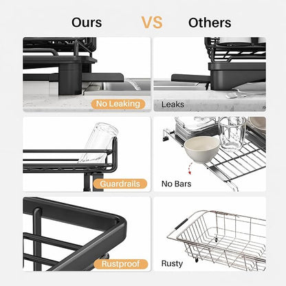 Over The Sink Large 2 Tier Dish Drying Rack Expandable, Dish Drainers - Image 3