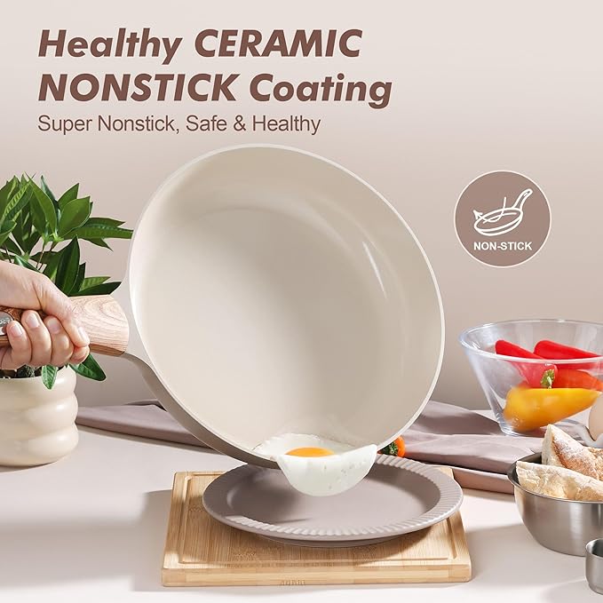 SENSARTE Ceramic Nonstick Frying Pan Skillet 9.5Inch Non Stick Omelette Pans - Image 3