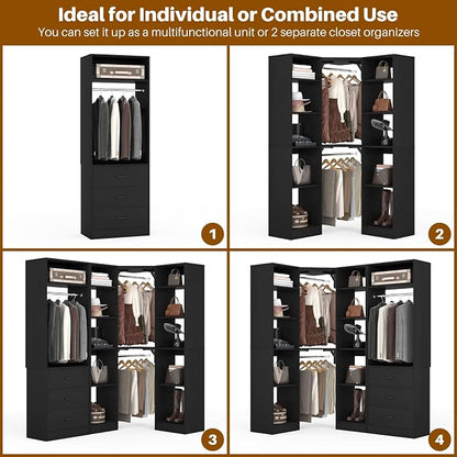 Corner Closet System with 3 Drawers, Corner Closet Organizer System with 13 - Image 6