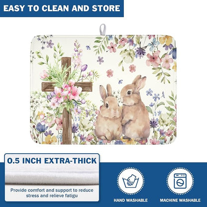 Easter Bunny Dish Drying Mat 18 x 24 Inch Rabbit Dish Drainer Rack Mat Colorful - Image 5