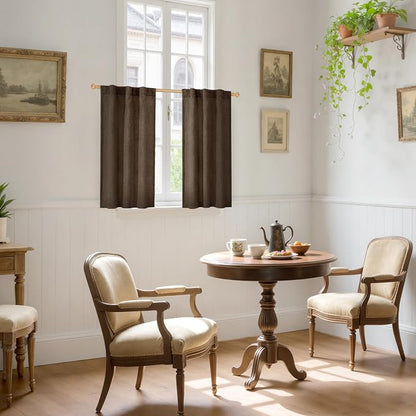 YoungsTex Brown Linen Curtains 40 Inch Length - Image 2