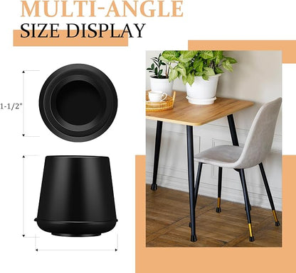 1-1/2” Round Rubber Chair Leg Tips Caps, Chair Leg Floor Protectors Furniture - Image 2