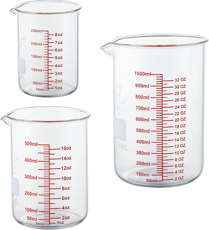 High Borosilicate Glass Measuring Cup Set-V-Shaped Spout，Includes 250ml by AckersBORO33
