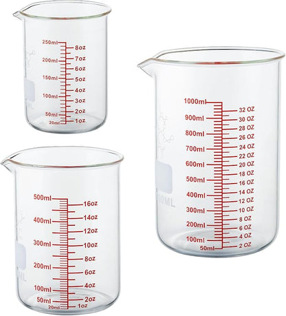 High Borosilicate Glass Measuring Cup Set-V-Shaped Spout，Includes 250ml by AckersBORO33