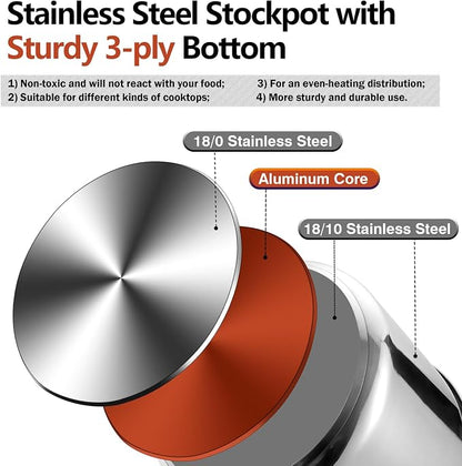 P&P CHEF 12 Quart Stainless Steel Stock Pot - Image 4