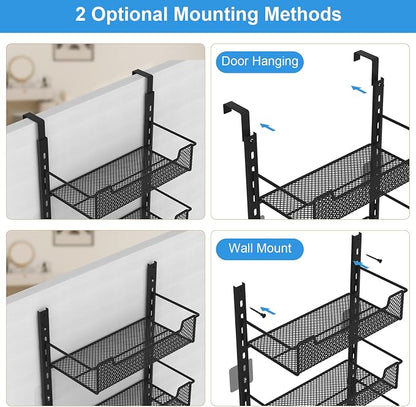 12.3" W Narrow Over the Door Pantry Organizer, 8-Tier Over the Door Organizer - Image 4