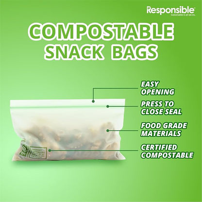 Responsible Products Certified Compostable SNACK Resealable Zip Bag, Extra - Image 3