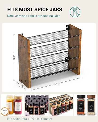 NESAPTO Spice Rack Organizer for Cabinet, Wood 4-Tier Vertical Seasoning - Image 2