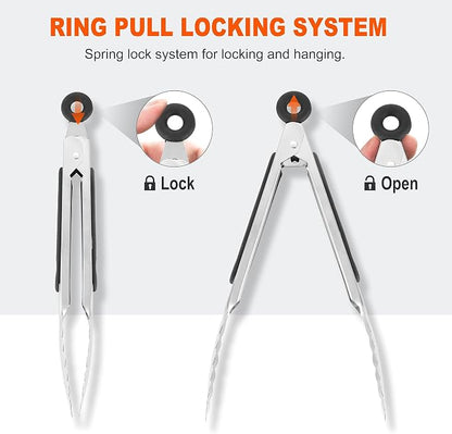 Anaeat 3 Pack 7" Mini Stainless Steel Locking Tongs - Image 4