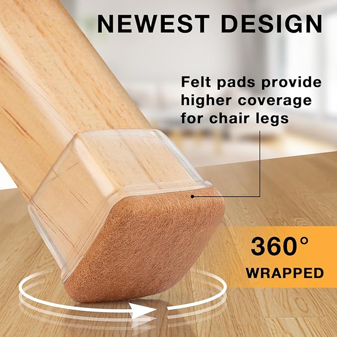16 Pcs Extra Large Square Chair Leg Floor Protectors, Silicone Chair Leg - Image 4