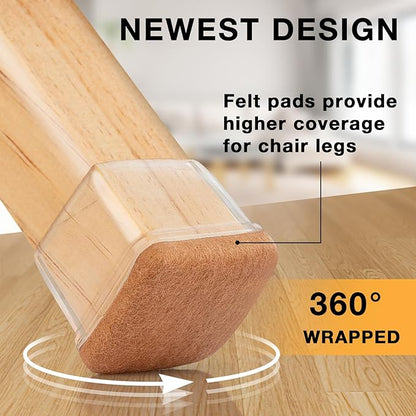 16 Pcs Extra Large Square Chair Leg Floor Protectors, Silicone Chair Leg - Image 4