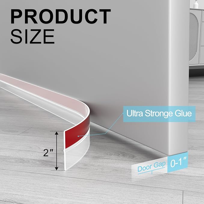 Heavy-Duty 20 ft x 2 in Weather Stripping, Door Draft Stopper Silicone Seal - Image 2
