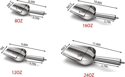 Cedilis 4 Pack Food Ice Scoops, 24oz Stainless Steel Scoop, Heavy Duty Metal - Image 5