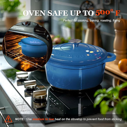 Overmont Enameled Cast Iron Dutch Oven - 7QT Pot - Heavy-Duty Cookware - Image 5