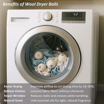 Sheep Wool Dryer Balls 12 Pack XXL Premium Natural Fabric Softener, Reusable - Image 3