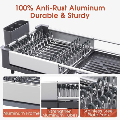 TOOLF Dish Drying Rack for Kitchen Counter, Extendable Dish Rack - Image 3