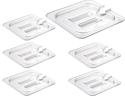 CURTA 6 Pack NSF Notched Food Pan Cover, 1/6 Size Clear Polycarbonate Lid by CURTA