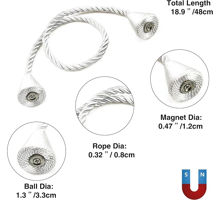 4 Pack Magnetic Curtain Tiebacks Rope Modern Handmade Curtain Tie Backs - Image 3