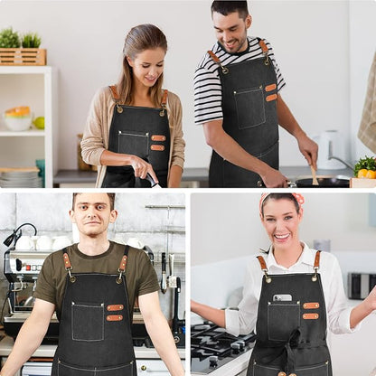 OUNLEN Chef Apron for Men Women Canvas Aprons - Image 6