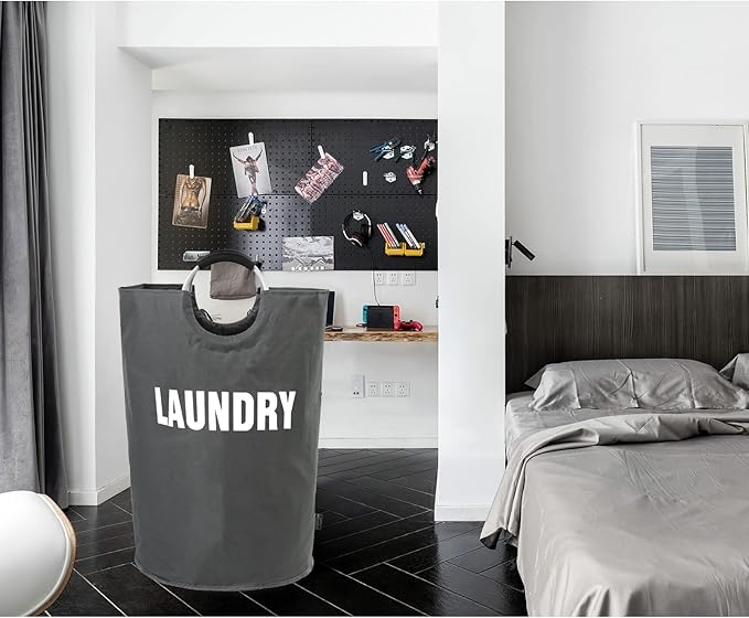 DOKEHOM 160L XX-Large Laundry Basket (7 Colors), Collapsible Laundry Bag, Foldable Laundry Hamper, Folding Washing Bin (Dark Grey, XXL)