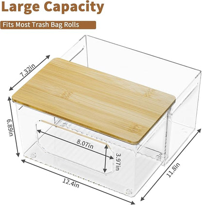 Trash Bag Holder 2-in-1 Under Sink Organizer, Acrylic Trash Bag Dispenser - Image 2
