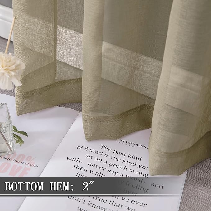 Tollpiz Short Sheer Curtains Living Room Linen Textured Curtain Sheers Light - Image 4