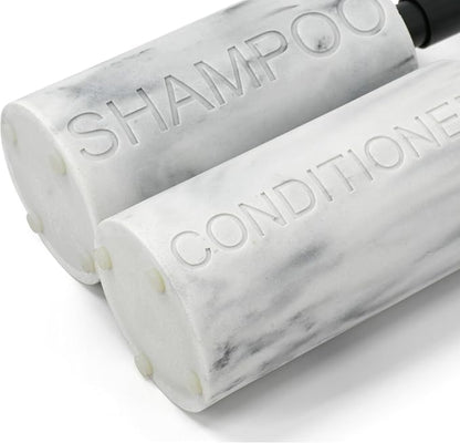 Marble Resin 2 Piece Shampoo and Conditioner Dispenser Set, Luxurious - Image 3
