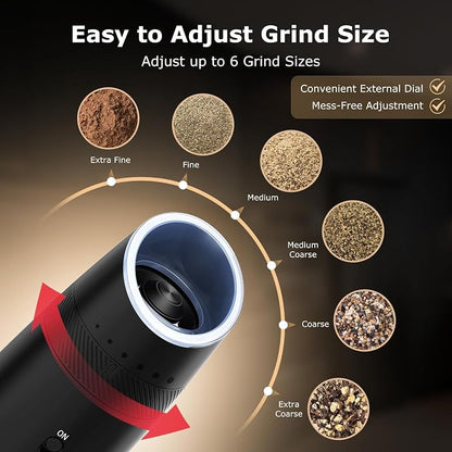 Bonsenkitchen Gravity Electric Salt and Pepper Grinder Set, Type-C Rechargeable - Image 3