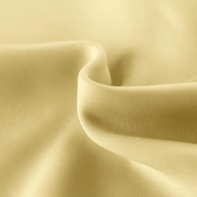 DWCN French Door Curtains – Rod Pocket Thermal Blackout Curtain for Doors with Glass Window, Kitchen and Patio Doors for Privacy, 25 X 72 Inches Long, 1 Curtain Panel with Tieback, Light Yellow