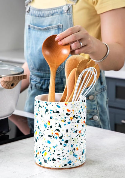 Nucookery Utensil Holder, 6.4" Ceramic Kitchen Utensil Holder - Image 8