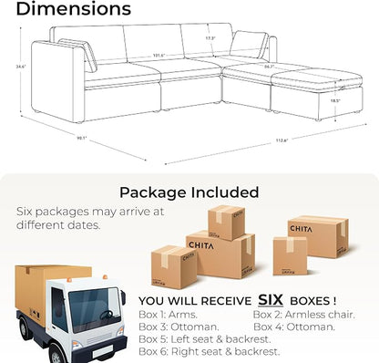 CHITA Oversized Modular Cloud Sectional Fabric Sofa Set, FSC Certified U Shaped - Image 2