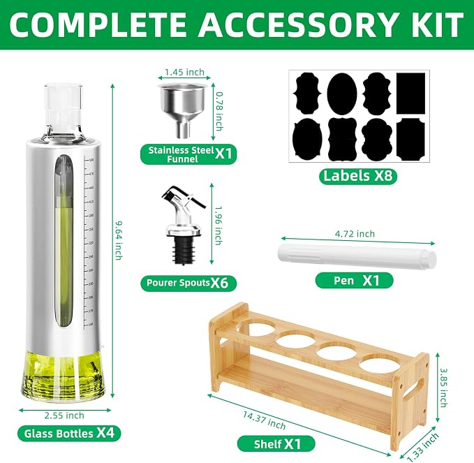 SINYWAY Oil Dispenser Bottle, 4 Pack Glass Olive Oil Dispenser Bottle - Image 2