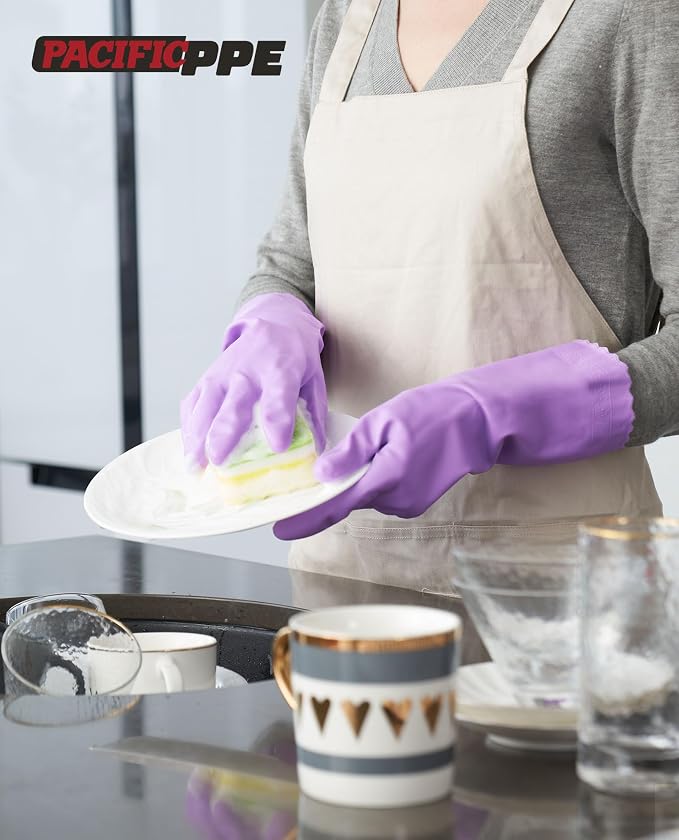 PACIFIC PPE 4 Pairs Reusable Dishwashing Cleaning Gloves - Image 5