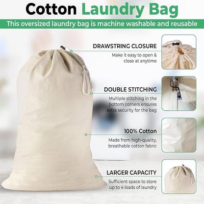 Large Cotton Laundry Bags 24x36 Inch - Image 5