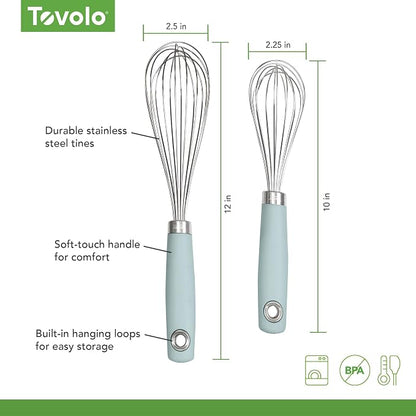 Tovolo Wire Whisk Set of 2 for Baking Cooking Mixing Whisking, 10” & 12” Inch - Image 5