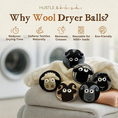 Fluff Ewes Wool Dryer Balls 6 Pack Premium New Zealand Wool Laundry Balls - Image 2
