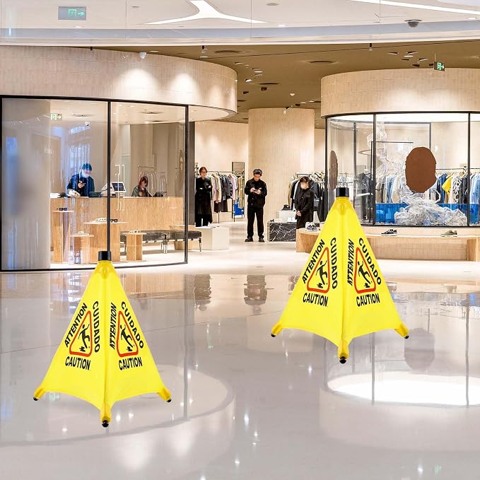 4-Packs Wet Floor Signs 20 Inch, Pop UP Bilingual Yellow Caution Wet Floor Sign - Image 6