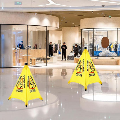 4-Packs Wet Floor Signs 20 Inch, Pop UP Bilingual Yellow Caution Wet Floor Sign - Image 6