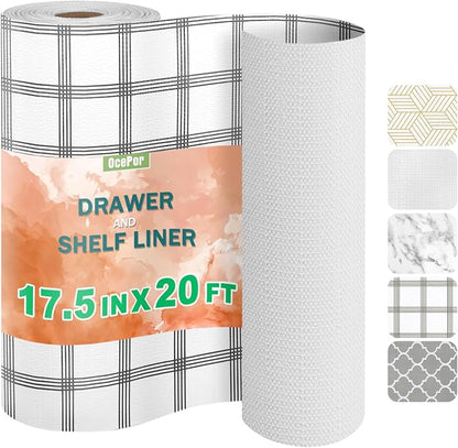 OcePor Non-Adhesive Drawer and Shelf Liner 17.5IN x 20FT，Non Slip Cabinet and by OcePor