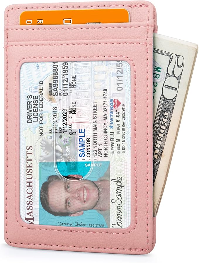 Buffway Mens Slim Wallet, Minimalist Thin Front Pocket Leather Credit Card Holder with RFID Blocking for Work Travel