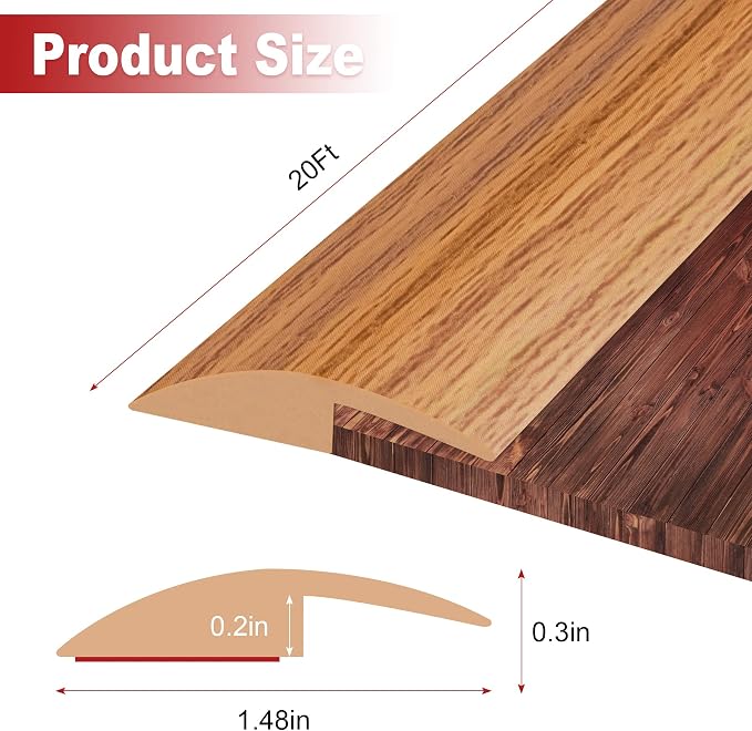 20Ft Carpet Floor Transition Strip, Self Adhesive Floor Edging Trim Strip - Image 2