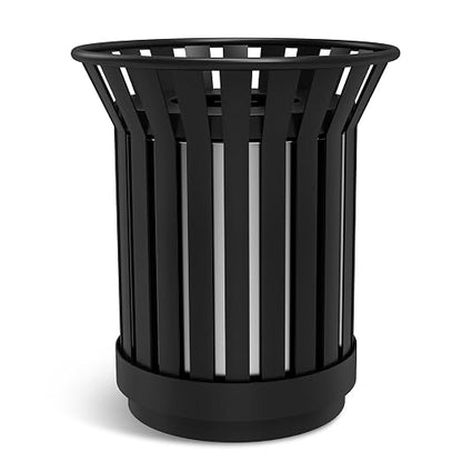 27.6IN Round Large Outdoor Trash Can, Heavy Duty Metal Slatted Garbage Can by Gaonala