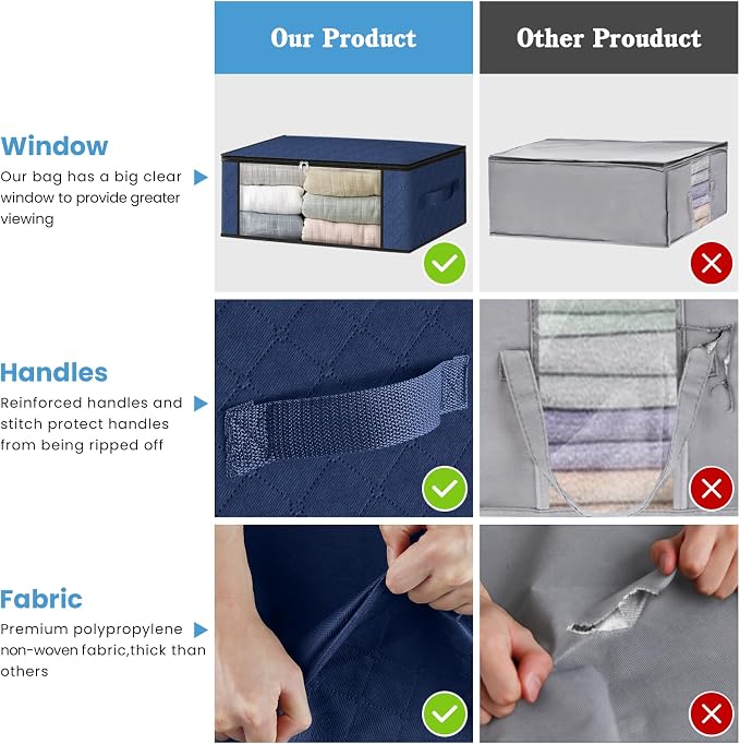 HomeHacks Storage 6-Pack Clothes Organizer Storage Bags Foldable Storage Box - Image 5