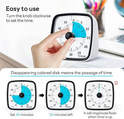 Yunbaoit Visual Timer with Night Light, 60-Minute Countdown Timer - Image 3