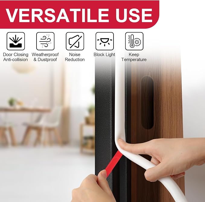 【New Upgrade】 Silicone Door Weather Stripping Door Seal Strip, 19.7 Feet - Image 7